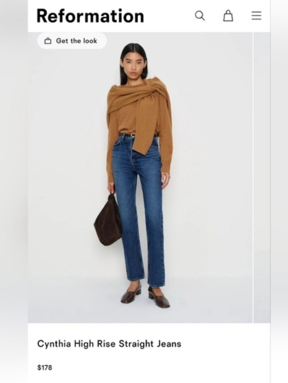 Reformation Cynthia High Rise Straight Jeans